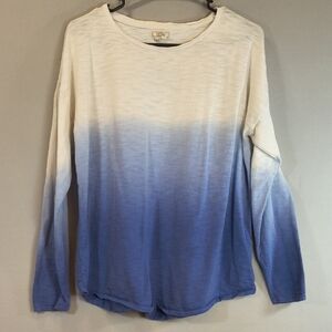 Fat Face Woman's Dip Dye Blue/White Long Sleeve Top Size 12